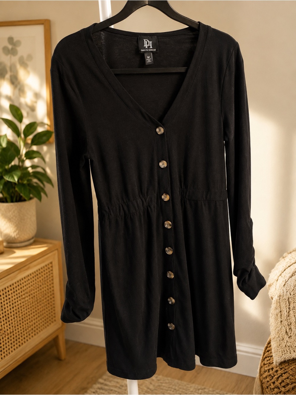 Black Button-Front Women's Dress